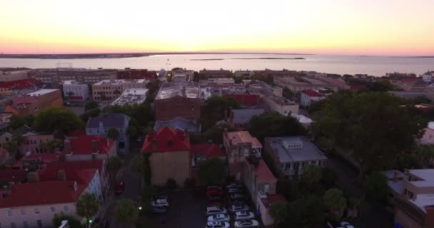 Perspectiva Aérea Que Desciende Sobre Icónica Fuente Piña Puerto Charleston — Vídeos de Stock