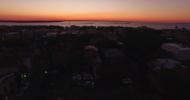 Perspectiva Aérea Descendo Sobre Icônica Fonte Abacaxi Charleston Harbor Charleston — Vídeo de Stock
