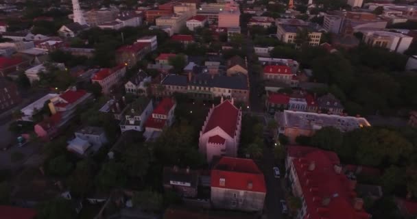 Flygperspektiv Den Ikoniska Ananas Fontänen Och Charleston Harbor Från Charleston — Stockvideo