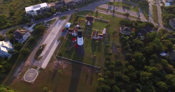 Воздушная Перспектива Маяка Лайт Станции Острова Тайби Движущегося Вокруг Башни — стоковое видео