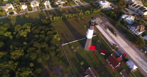 Letecký Pohled Maják Tybee Island Light Station Lighthouse Pohybující Věži — Stock video
