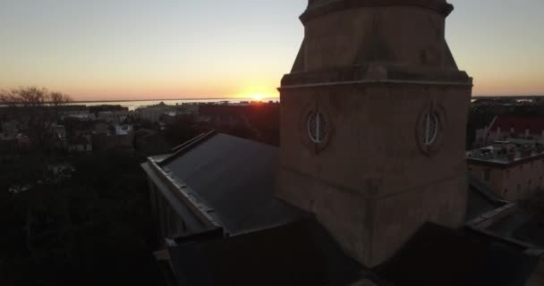 Vzduch Centra Charleston Východ Slunce Kostelem Filipa Popředí — Stock video