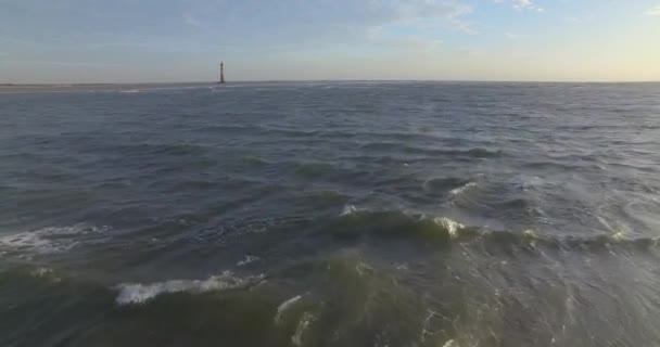 Fotografia Aérea Morris Island Light House Folly Beach Pela Manhã — Vídeo de Stock