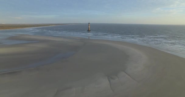 Fotografia Aérea Morris Island Light House Folly Beach Pela Manhã — Vídeo de Stock