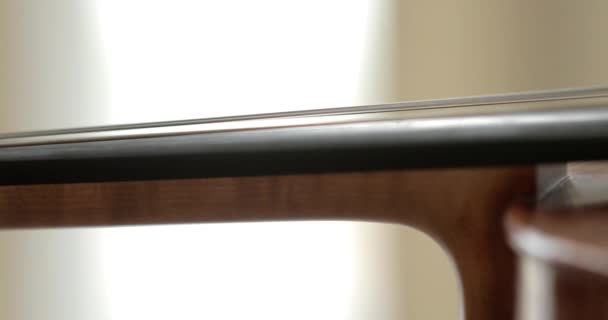 小提琴或小提琴 桥和弦的细节 — 图库视频影像