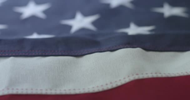 Amerikaanse Vlag Detail Met Rode Witte Strepen Met Veld Van — Stockvideo