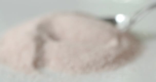 Spoonful Himalaya Rosa Salt För Hälsosam Matlagning — Stockvideo