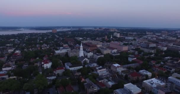 Vista Aérea Del Centro Histórico Charleston Amanecer — Vídeo de stock