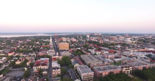 Haven Stad Charleston Bij Zonsopgang Met Brug — Stockvideo