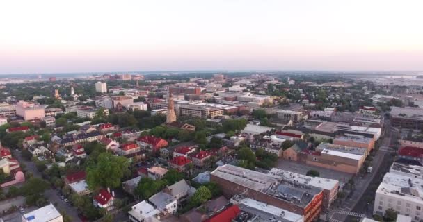 Centro Histórico Charleston Manhã Vista Aérea — Vídeo de Stock
