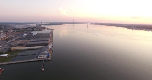 Charleston Harbor Ráno Ravanel Bridge — Stock video