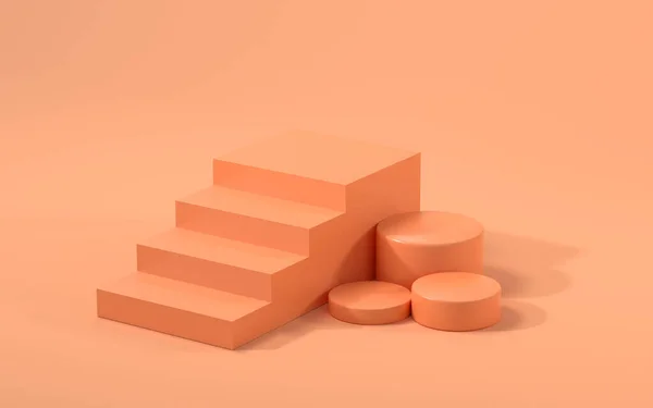 Stage Geometry Orange Background Rendering Computer Digital Drawing — Stock Photo, Image