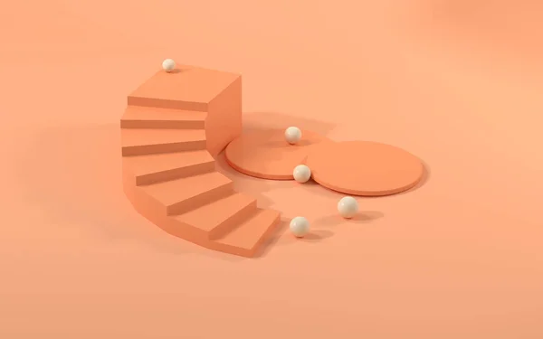 オレンジ色の背景 3Dレンダリングで空のステージ コンピュータ デジタル ドローイング — ストック写真