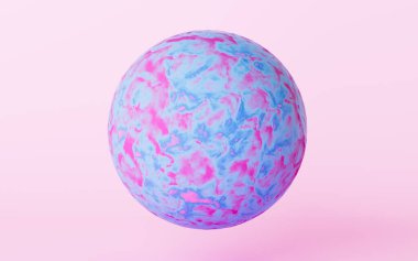 Pembe arka planı olan soyut bir küre, üç boyutlu görüntüleme. Bilgisayar dijital çizimi.