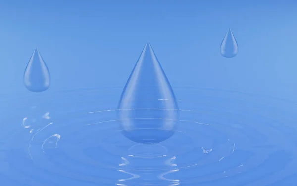Druppelvorm Drijvend Het Water Rendering Digitale Computertekening — Stockfoto