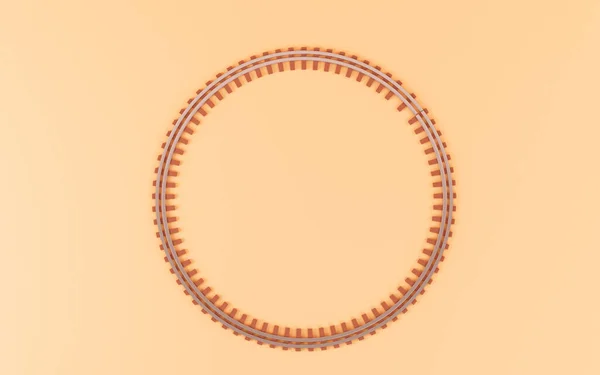 Circular Train Track Yellow Background Rendering Computer Digital Drawing — Stock Photo, Image