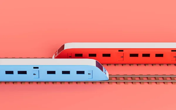 Trains Pink Background Rendering Computer Digital Drawing — Stock Photo, Image