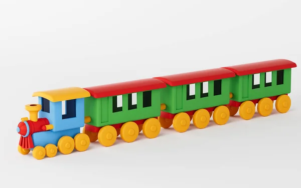 Een Trein Met Witte Achtergrond Rendering Digitale Computertekening — Stockfoto