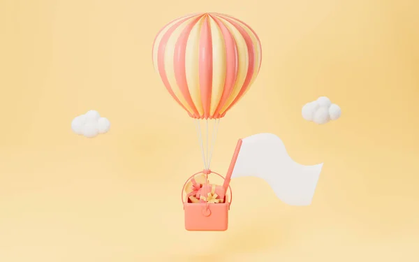 Warme Lucht Ballon Geschenken Met Gele Achtergrond Rendering Digitale Computertekening — Stockfoto