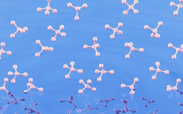 Moléculas Flutuando Água Renderização Desenho Digital Computador — Fotografia de Stock