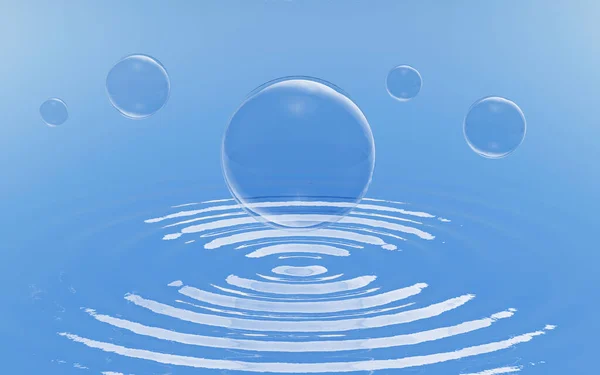 Бульбашки Плавають Воді Водному Тлі Рендерингу Комп Ютерне Цифрове Креслення — стокове фото