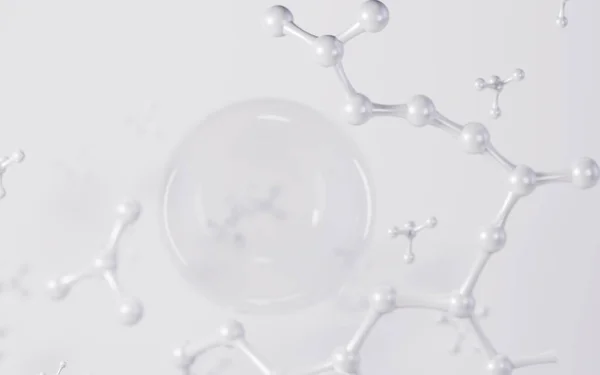 Moléculas Com Fundo Branco Renderização Desenho Digital Computador — Fotografia de Stock