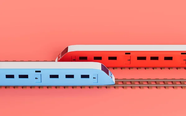Vlaky Růžovým Pozadím Vykreslování Digitální Kresba Počítače — Stock fotografie