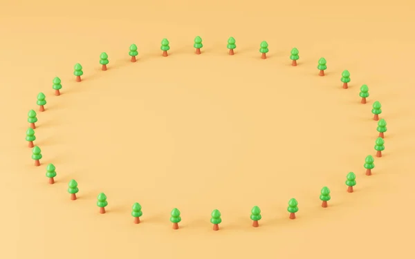 Trees Formed Circle Rendering Computer Digital Drawing — Stock Photo, Image