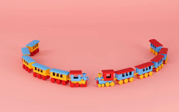 Потяги Рожевим Тлом Візуалізація Комп Ютерне Цифрове Креслення — стокове фото