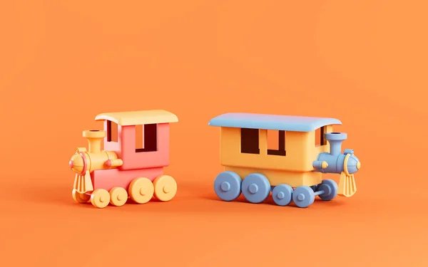 Locomotiva Com Fundo Laranja Renderização Desenho Digital Computador — Fotografia de Stock