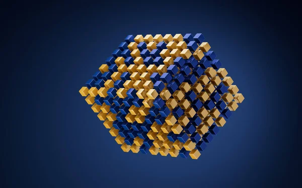 Cubes Créatifs Abstraits Avec Fond Bleu Rendu Dessin Numérique Informatique — Photo