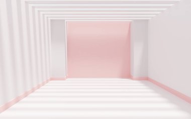 Beyaz boş oda, 3D görüntüleme. Bilgisayar dijital çizimi.