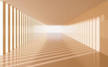Sarı bina tünelleri, 3D görüntüleme. Bilgisayar dijital çizimi.