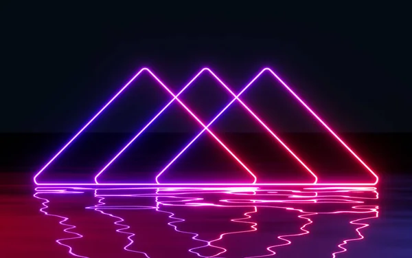 Neon Lijnen Het Water Rendering Digitale Computertekening — Stockfoto