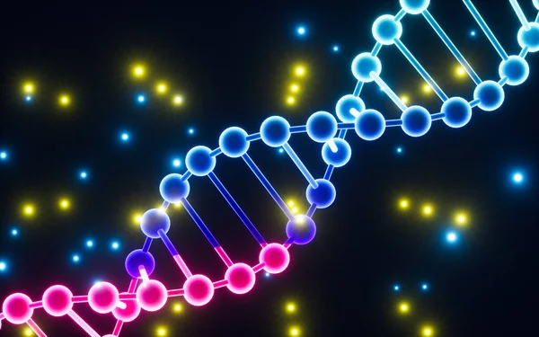 Glowing Dna Particles Rendering Computer Digital Drawing — Stock Photo, Image