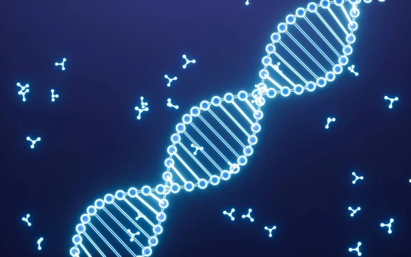 Glowing Dna Molecules Rendering Computer Digital Drawing — Stock Photo, Image