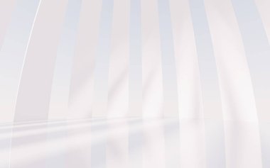 Beyaz yuvarlak oda, 3D görüntüleme. Bilgisayar dijital çizimi.