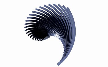 Beyaz arkaplanlı soyut kıvrımlar, üç boyutlu görüntüleme. Bilgisayar dijital çizimi.