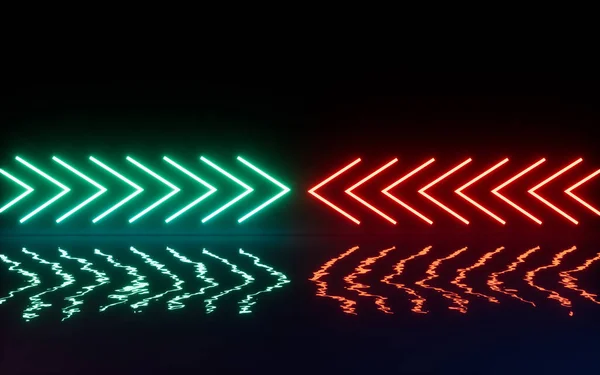Neonowe Strzały Powierzchni Wody Renderowanie Cyfrowy Rysunek Komputera — Zdjęcie stockowe