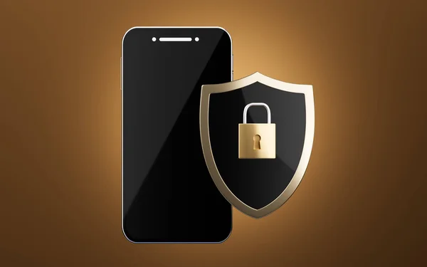 Locked Shield Mobile Phone Rendering Computer Digital Drawing — Stock Photo, Image