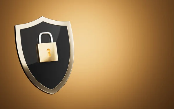 Lock Shield Glowing Background Rendering Computer Digital Drawing — Stock Photo, Image