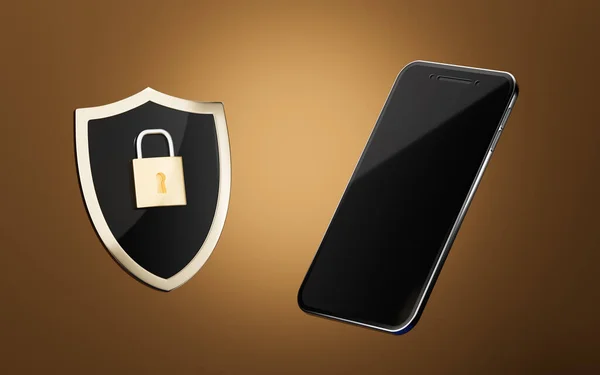 Locked Shield Mobile Phone Rendering Computer Digital Drawing — Stock Photo, Image