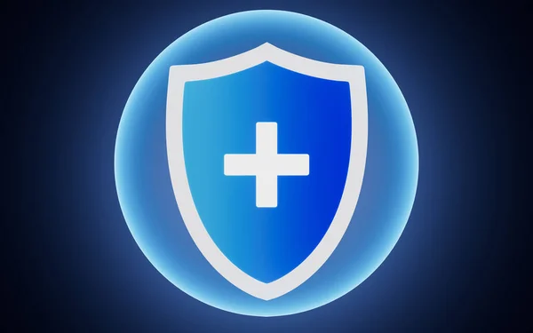 Glowing Shield Blue Background Rendering Computer Digital Drawing — Stock Photo, Image