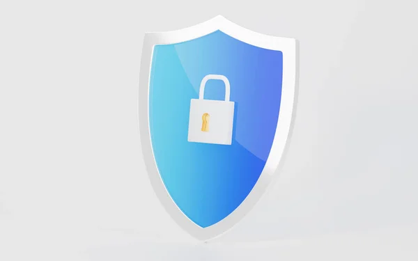 Lock Shield White Background Rendering Computer Digital Drawing — Stock Photo, Image