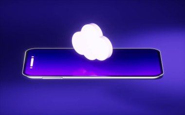 Cep telefonu ve bulut hesaplama, 3D görüntüleme. Bilgisayar dijital çizimi.