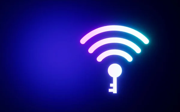 Glowing Wifi Icon Blue Background Rendering Computer Digital Drawing — Stock Photo, Image