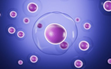 Numerous dissociative purple cells, 3d rendering. Computer digital drawing.
