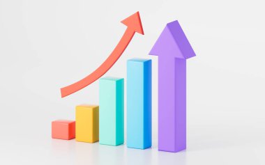 Business statistics chart, 3d rendering. Computer digital drawing.