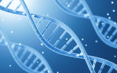Bilim Biyoteknoloji DNA kromozomu, 3D görüntüleme. Bilgisayar dijital çizimi.