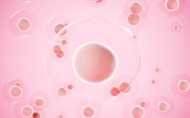 Numerous dissociative pink cells, 3d rendering. Computer digital drawing.